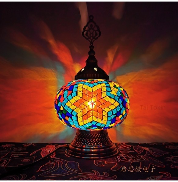 Turkish Led Table Light Bedroom Decoration Abajur Para Quarto Mosaic Glass Lampara De Noche Dormitorio Desk Lamp Nightlights