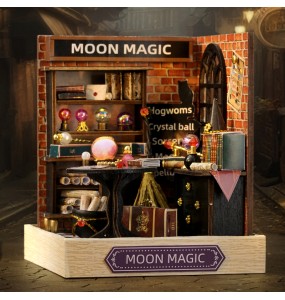 DIY Wooden Dollhouse Moon Magic Room Mini Roombox Miniature Doll Houses Building Kits with Furniture LED Light for Birthday Gift