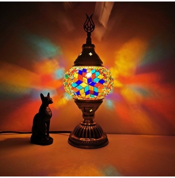 USB Rechargeable Night Lamp Mosaic Table Lamp Vintage Deco Handcrafted Lamparas De Mesa Glass Romantic Bed Light Con Mosaicos