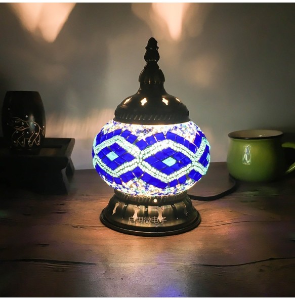 Newest Turkish Mosaic Table Lamp Vintage Art Deco Handcrafted Lamparas De Mesa Glass Romantic Bed Light Lamparas Con Mosaicos