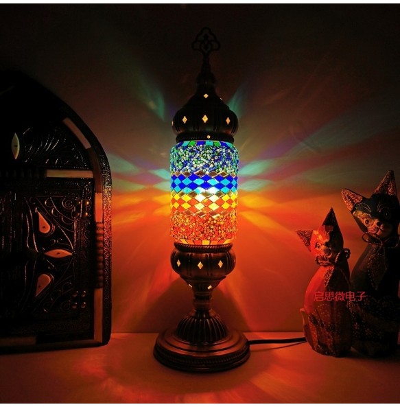 2020 New Turkish mosaic table Lamp vintage art deco Handcrafted lamparas de mesa Glass romantic bed light lamparas con mosaicos