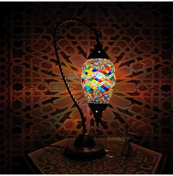 New Turkish mosaic swan table Lamp vintage art deco Handcrafted lamparas de mesa mosaicos Glass romantic bed light lamparas con