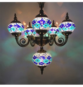 New Style Hand-inlaid Glass Mosaic Lamp Romantic Cafe Restaurant Bar Hotel Chandeliers Mediterranean Style Turkish Lighting