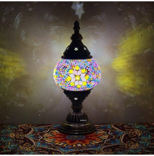 Newest Turkish Mosaic Table Lamp Vintage Art Deco Handcrafted Lamparas De Mesa Ball Glass Romantic Bed Light Led Night Lampe