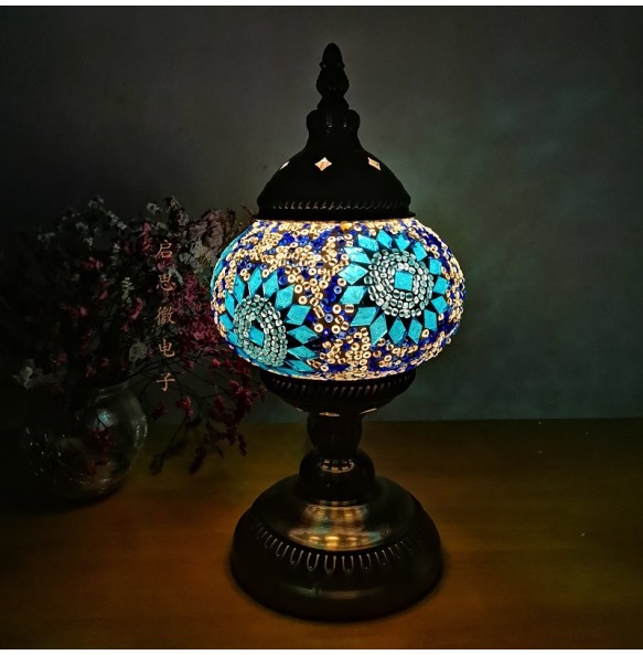 Newest style E14 Hand-inlaid glass mosaic bedroom living room decorative Table Lamps of Mediterranean style Turkish Lamps