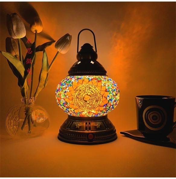 Rechargeable Turkish Mosaic Table Lamp Deco Handcrafted Lampe Abajur Para Quarto Bed Night Light Lampara De Noche Dormitorio