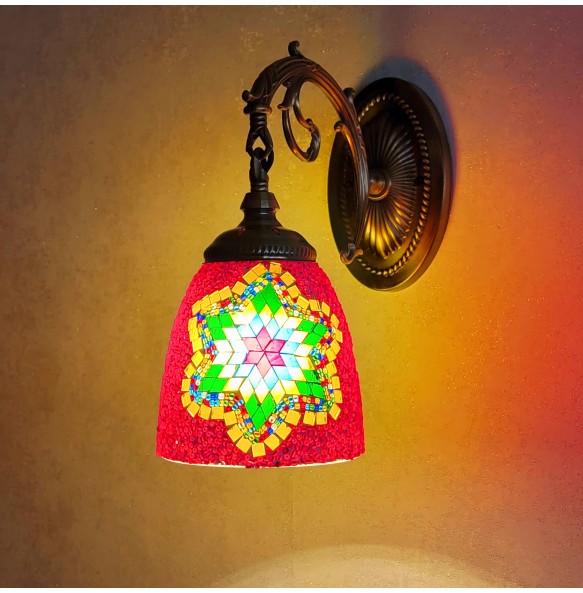 Turkish Mosaic Wall Lamp Handcrafted Glass Luminaria Led Wall Light Corridor Sofa Background Lighting Home Room Decor Lampe