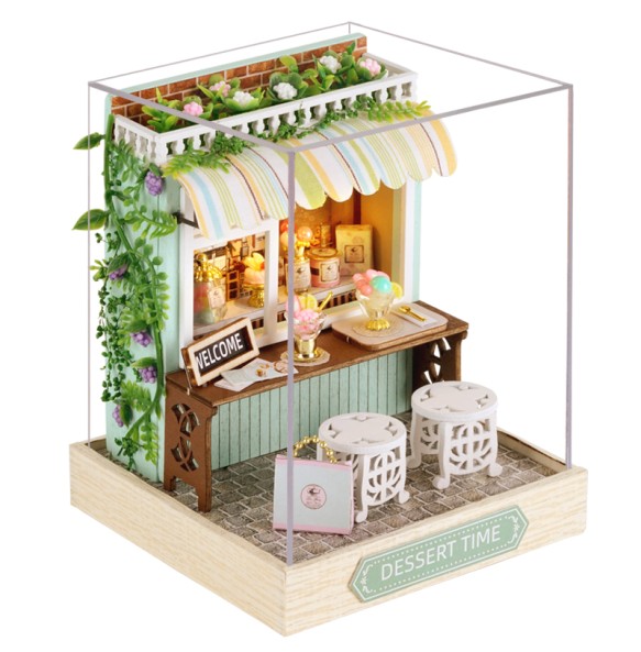 DIY Wooden Dollhouse Moon Magic Room Mini Roombox Miniature Doll Houses Building Kits with Furniture LED Light for Birthday Gift