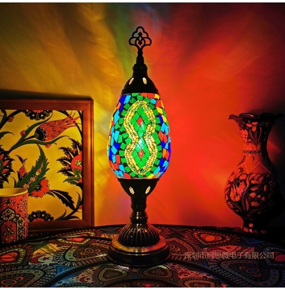 Turkish Table Lamp Vintage Art Deco Handcrafted Lamparas De Mesa Mosaic Glass Romantic Bed Light Lamparas Con  Night Lampe