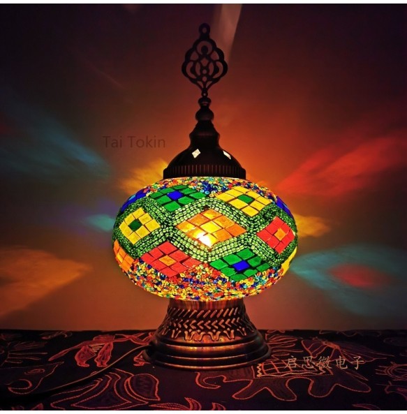 Turkish Led Table Light Bedroom Decoration Abajur Para Quarto Mosaic Glass Lampara De Noche Dormitorio Desk Lamp Nightlights