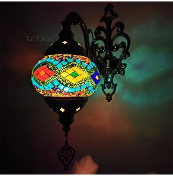 Newest Mediterranean style Art Deco Turkish Mosaic Wall Lamp Handcrafted mosaic Glass romantic wall light