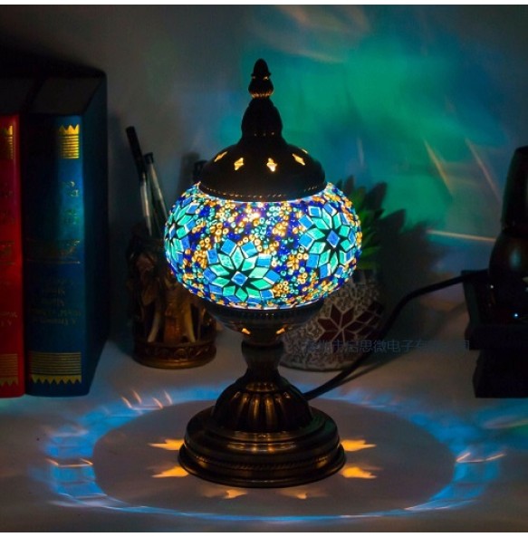 Newest E14 Hand-inlaid glass mosaic bedroom living room decorative Table Lamps of Mediterranean style Turkish Lamps