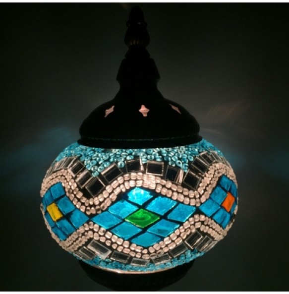 E14 Hand-inlaid Glass Mosaic Bedroom Living Room Decorative Table Lamps of Mediterranean Style Turkish Lamps