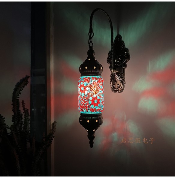 New Mediterranean Style Art Deco Turkish Mosaic Wall Lamp Handcrafted Glass Romantic Light  Lamparas Con Mosaicos Bedroom