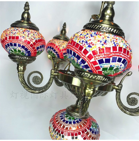 New Style Hand-inlaid Glass Mosaic Lamp Romantic Cafe Restaurant Bar Hotel Chandeliers Mediterranean Style Turkish Lighting