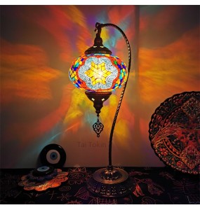 18cm Turkish Mosaic Swan Table Lamp Vintage Art Deco Handcrafted Lamparas De Mesa Glass Romantic Bed Light Lamparas Con Mosaicos