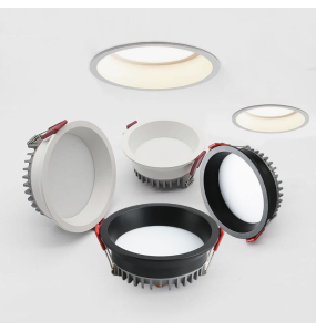 Dimmable anti-glare tri-color light LED spotlight 5W7W10W12W15W 24W Round ceiling background light LED down light