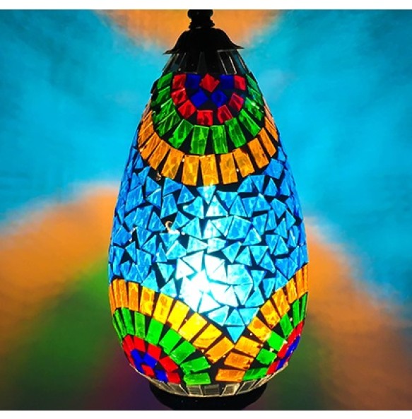 Oval Turkish Mosaic Table Lamp Vintage Art Deco Handcrafted Lamparas De Mesa Ball Glass Romantic Bed Light Led Night Lampe