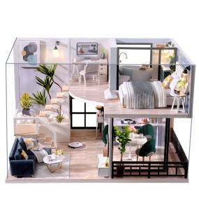 CUTEBEE DIY Dollhouse Wooden Doll Houses Miniature Doll House Furniture Kit Casa Music Led Toys for Children Birthday Gift L32