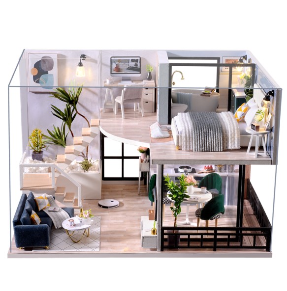 CUTEBEE DIY Dollhouse Wooden Doll Houses Miniature Doll House Furniture Kit Casa Music Led Toys for Children Birthday Gift L32