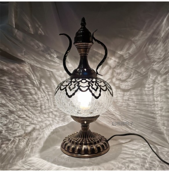 Big Size Creative Holiday Retro ice-cracked Table Lamps Clear Turkish Lamp Night Light Bedroom Desk Lighting Home Decoration