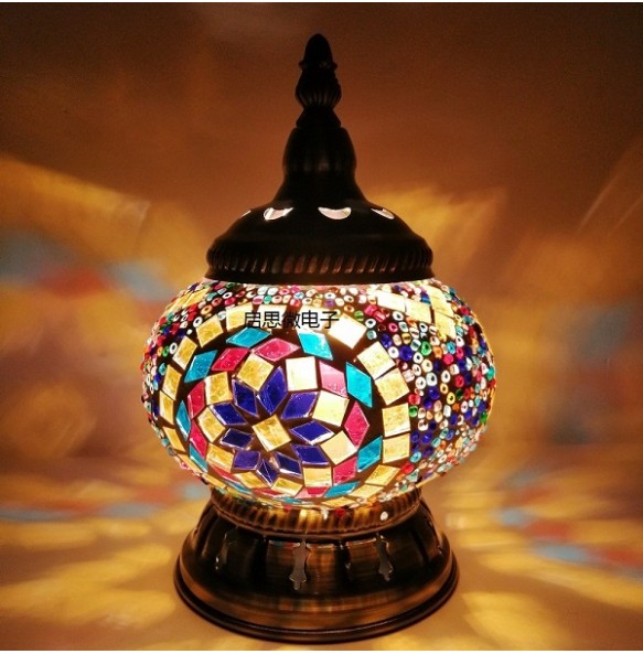 Newest Turkish Mosaic Table Lamp Vintage Art Deco Handcrafted Lamparas De Mesa Glass Romantic Bed Light Lamparas Con Mosaicos