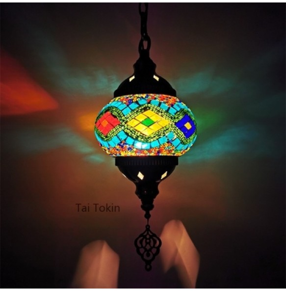 Newest Mediterranean Style Art Deco Turkish Mosaic Pendant Lamp Handcrafted Mosaic Glass Romantic Pendant Light