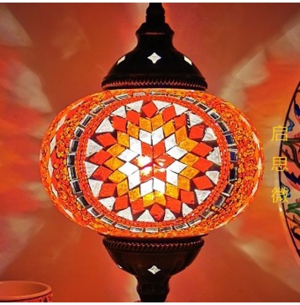 New Style E14 Hand-inlaid Glass Mosaic Bedroom Living Room Decorative Table Lamps of Mediterranean Style Turkish Lamps