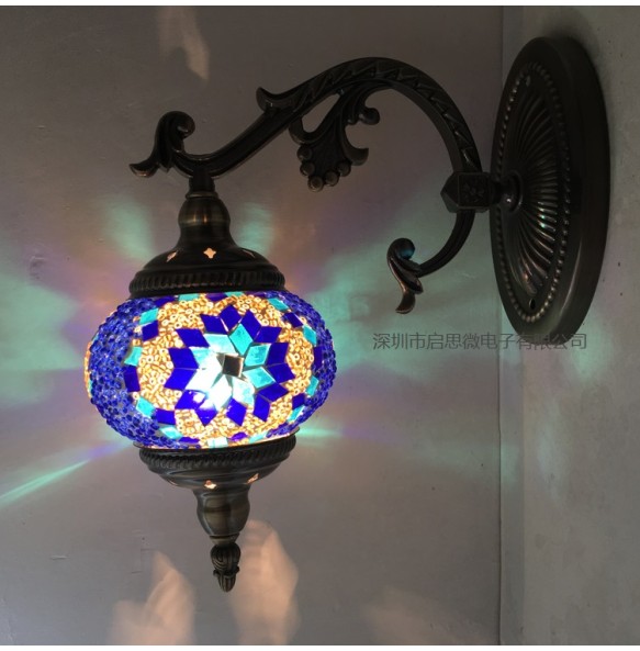 Newest Led Wall Lamp Mediterranean Style Art Deco Turkish Mosaic Wall Lampe Handcrafted Glass Romantic Light Home Decor