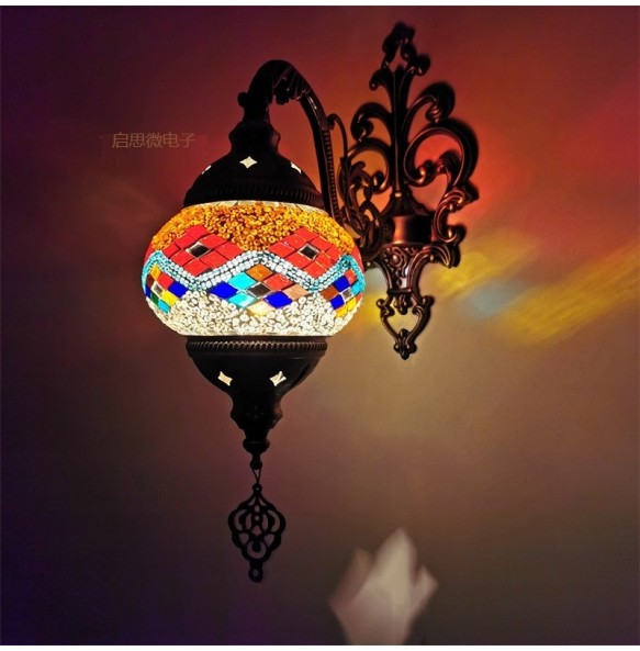 Newest Mediterranean style Art Deco Turkish Mosaic Wall Lamp Handcrafted mosaic Glass romantic wall light