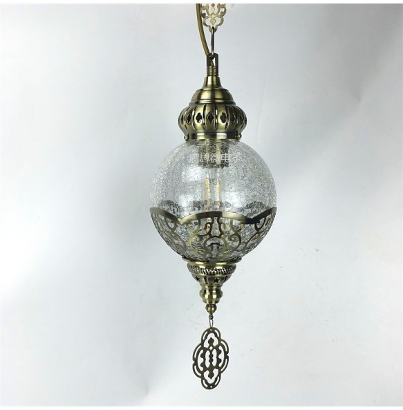 Newest Style Turkey Ethnic Customs Handmade Lamp Romantic Cafe Restaurant Bar Tree Pendant Light Ice Cracked Glass Pendant Lampe