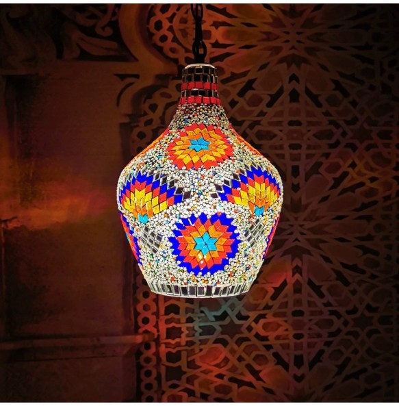 Turkish Mosaic Vase Pendant Lamp Ethnic Customs Handmade Lampe Romantic Cafe Restaurant Bar Tree Pendant Light Home Decro