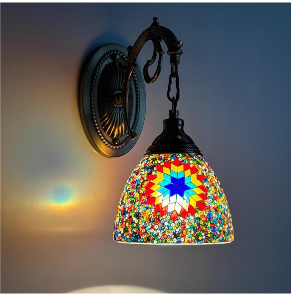 Turkish Mosaic Wall Lamp Handcrafted Glass Luminaria Led Wall Light Corridor Sofa Background Lighting Home Room Decor Lampe