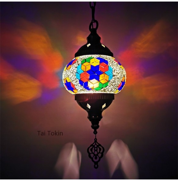 Newest Mediterranean Style Art Deco Turkish Mosaic Pendant Lamp Handcrafted Mosaic Glass Romantic Pendant Light