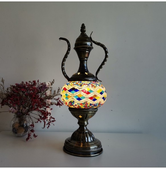 Turkish Mosaic Table Lamp Vintage Art Deco Handcrafted Lamparas De Mesa Mosaic Glass Romantic Bed Light Lamparas Con Mosaicos