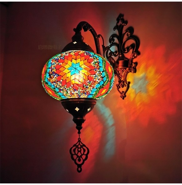 Newest big size Mediterranean style Art Deco Turkish Mosaic Wall Lamp Handcrafted mosaic Glass romantic wall light