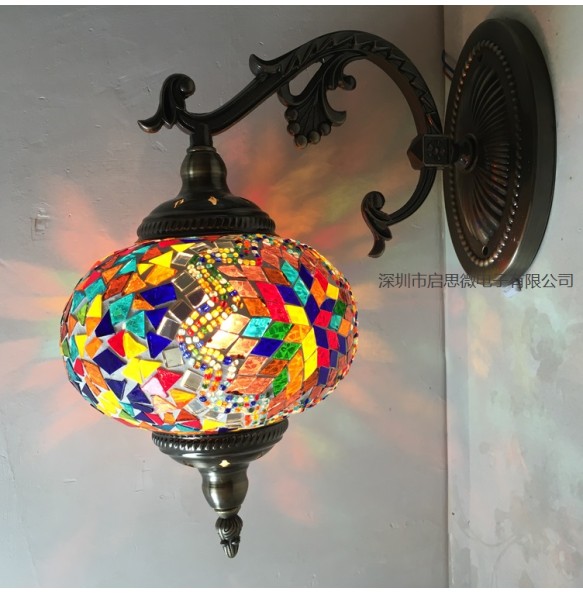 Turkish Mosaic Wall Lamp Handcrafted Glass Luminaria Led Wall Light Corridor Sofa Background Lighting Home Room Decor Lampe