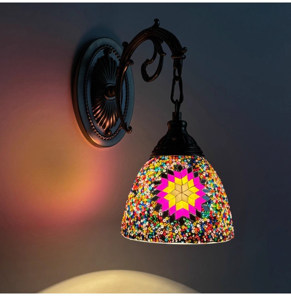 Turkish Mosaic Wall Lamp Handcrafted Glass Luminaria Led Wall Light Corridor Sofa Background Lighting Home Room Decor Lampe