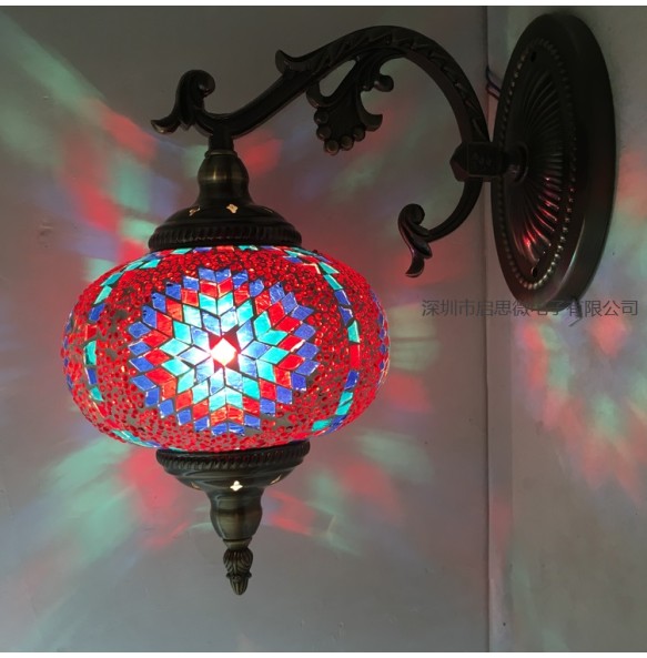 Turkish Mosaic Wall Lamp Handcrafted Glass Luminaria Led Wall Light Corridor Sofa Background Lighting Home Room Decor Lampe