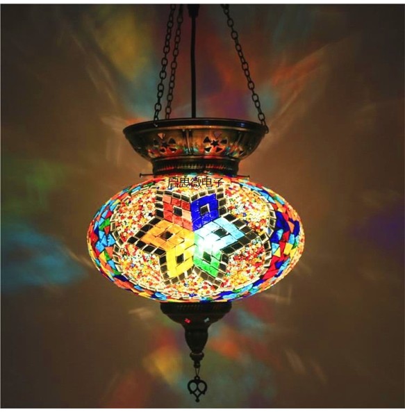 Big size New style Turkey Ethnic Customs Handmade Lamp Romantic Cafe Restaurant Bar Tree Pendant Light Bar Mosaic Pendant Light