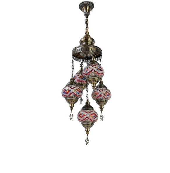 5 Heads Turkey Ethnic Customs Handmade Mosaic Lamp Romantic Hotel Cafe Restaurant Bar Pendant Light Living-room Balcony Stairs