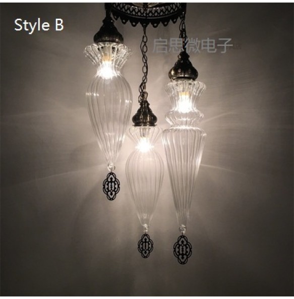 3 Heads Modern Style Living Room Bedroom Minimalist Restaurant Pendant Light Nordic Decoration Clear Glass Pendant Lamp