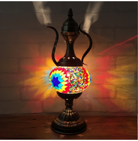 Newest E14 Hand-inlaid Glass Morocco Style Mosaic Light Bedroom Living Room Decorative Table Lamp Turkish Lampe