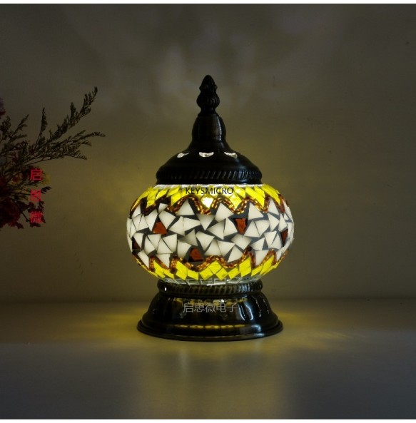 Newest Turkish Mosaic Table Lamp Vintage Art Deco Handcrafted Lamparas De Mesa Glass Romantic Bed Light Lamparas Con Mosaicos