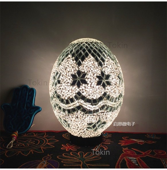 Newest Turkish Mosaic Egg Lamp Vintage Art Deco Handcrafted Lamparas De Mesa Glass Romantic Bed Light Lamparas Con Mosaicos