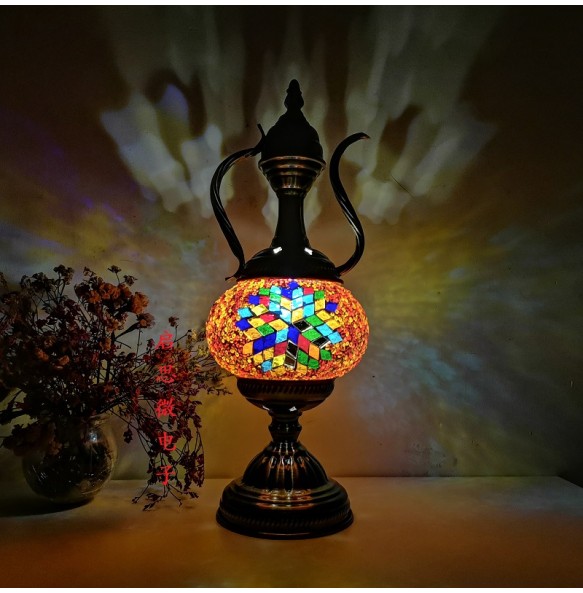 Turkish Mosaic Table Lamp Vintage Art Deco Handcrafted Lamparas De Mesa Mosaic Glass Romantic Bed Light Lamparas Con Mosaicos