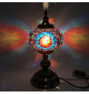 Big Size Turkish Mosaic Table Lamp Vintage Art Deco Handcrafted Lamparas De Mesa Ball Glass Romantic Bed Light Led Night Lampe