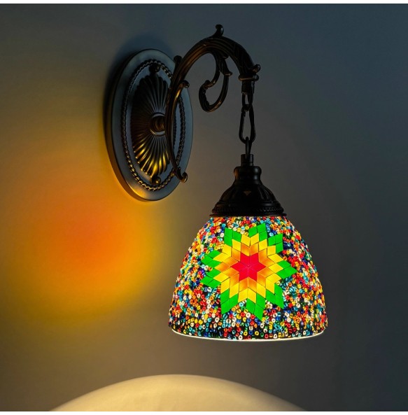 Turkish Mosaic Wall Lamp Handcrafted Glass Luminaria Led Wall Light Corridor Sofa Background Lighting Home Room Decor Lampe