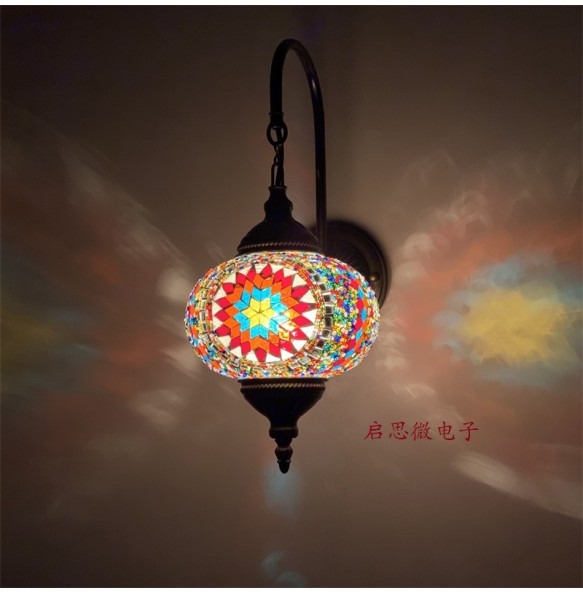 Waterproof Outdoor Mediterranean style Art Deco Turkish Mosaic Wall Lamp Handcrafted mosaic Glass romantic wall light