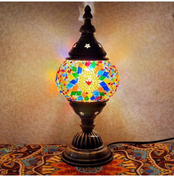 Newest Turkish Mosaic Table Lamp Vintage Art Deco Handcrafted Lamparas De Mesa Ball Glass Romantic Bed Light Led Night Lampe